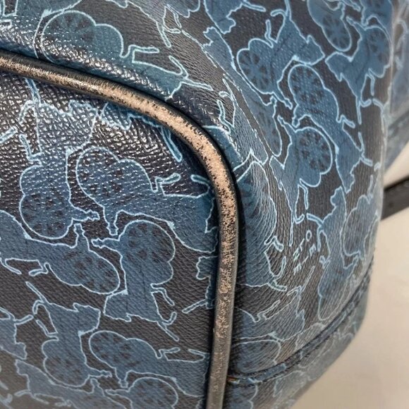 Auth CELINE Old Sulky Tote Bag 2WAY Bag Crossbody Shoulder Bag Leather/PVC blue/ - Picture 15 of 16